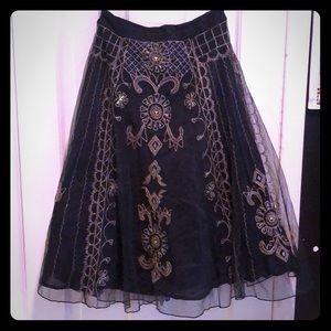 NWT Anthro Beaded Tulle Knee Length Skirt